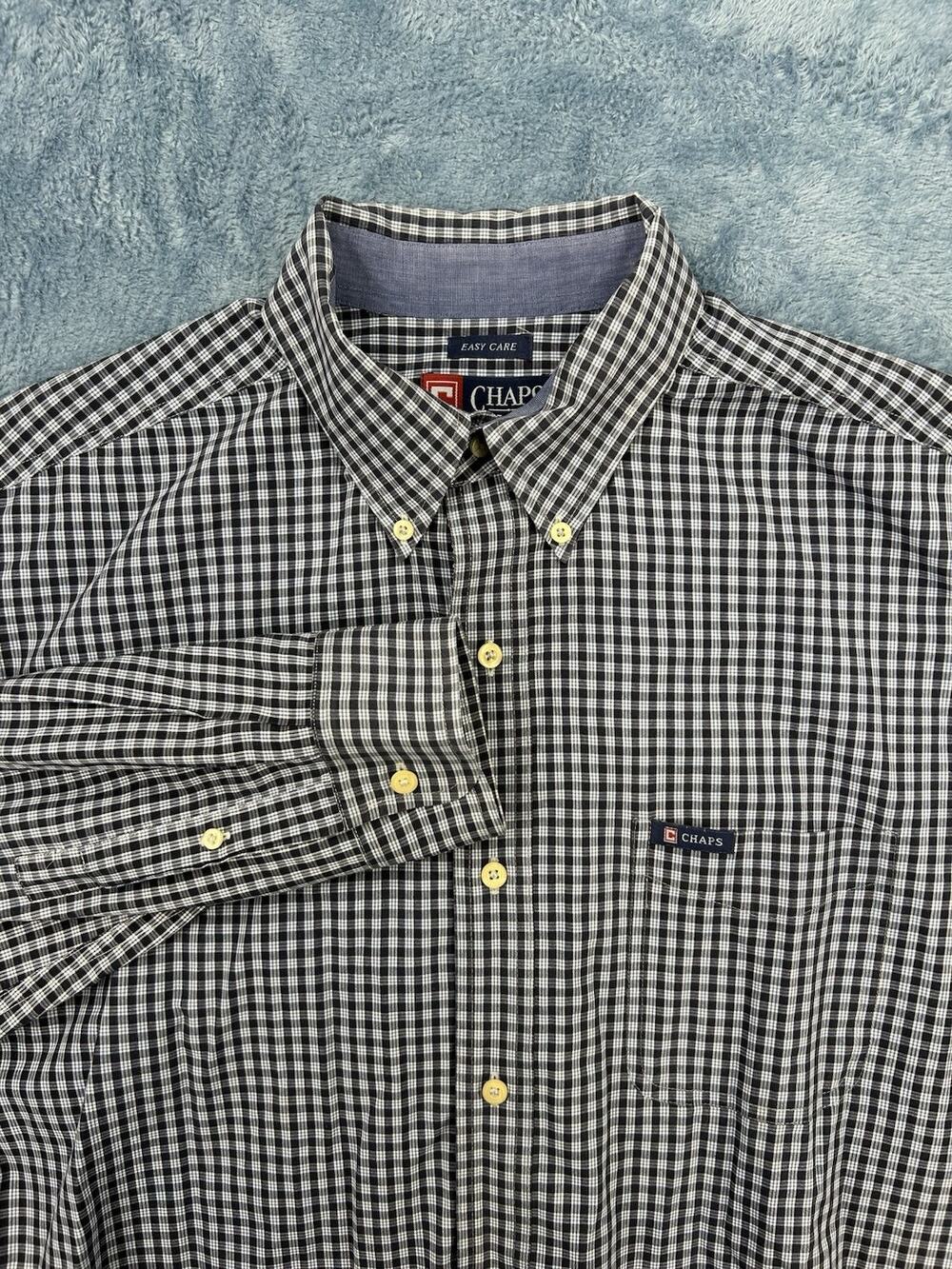 Chaps Men’s Blue XL Plaid Button Down Shirt Long Sleeve